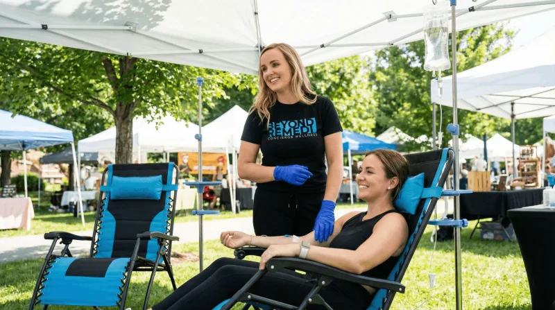 Licensed RN administering IV therapy to client